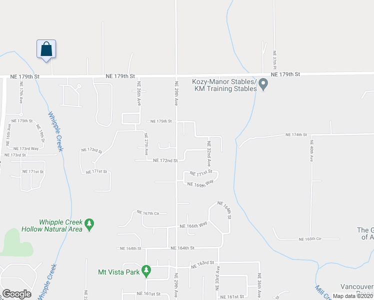 map of restaurants, bars, coffee shops, grocery stores, and more near 2206 Northeast 173rd Street in Ridgefield