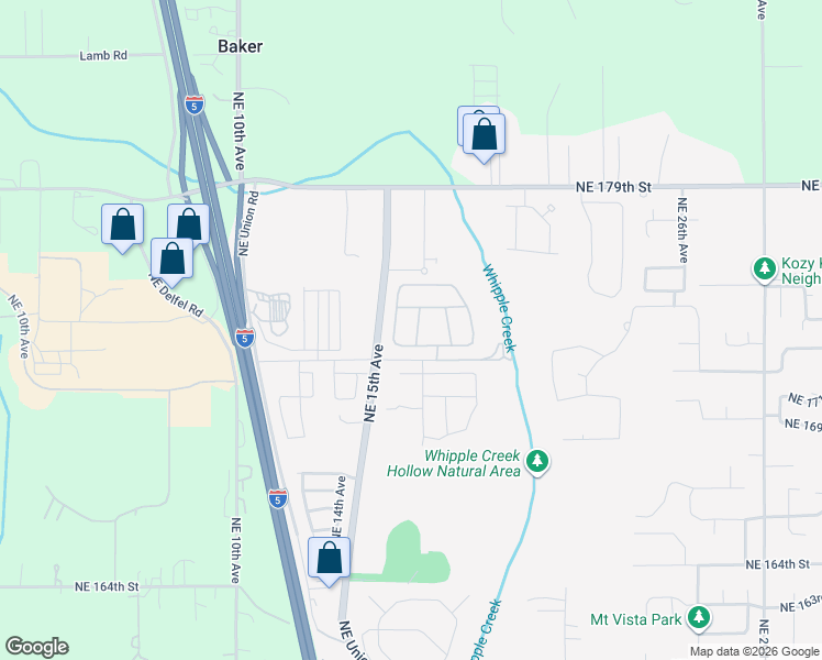 map of restaurants, bars, coffee shops, grocery stores, and more near 17321 Northeast 16th Avenue in Ridgefield