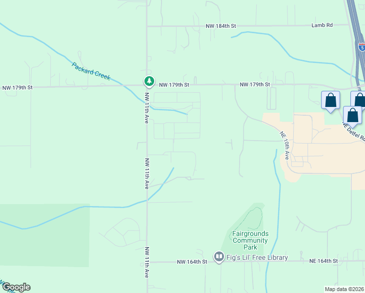 map of restaurants, bars, coffee shops, grocery stores, and more near 17323 Northwest 11th Avenue in Ridgefield