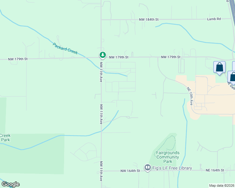 map of restaurants, bars, coffee shops, grocery stores, and more near 17401 Northwest 11th Avenue in Ridgefield