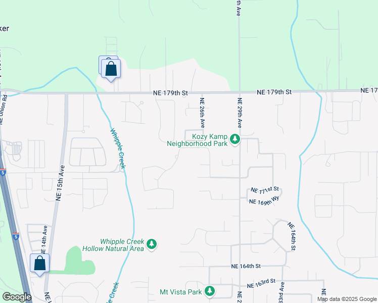 map of restaurants, bars, coffee shops, grocery stores, and more near 2503 Northeast 174th Street in Ridgefield