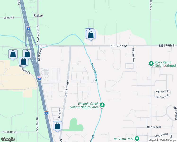 map of restaurants, bars, coffee shops, grocery stores, and more near 17405 Northeast 19th Drive in Ridgefield