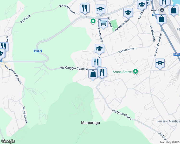map of restaurants, bars, coffee shops, grocery stores, and more near 6 Via San Giorgio in Arona