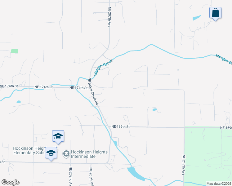 map of restaurants, bars, coffee shops, grocery stores, and more near 17227 Northeast Baker Creek Road in Brush Prairie