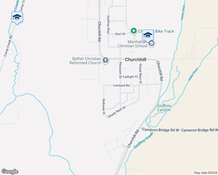 map of restaurants, bars, coffee shops, grocery stores, and more near 6405 Leonard Road in Manhattan