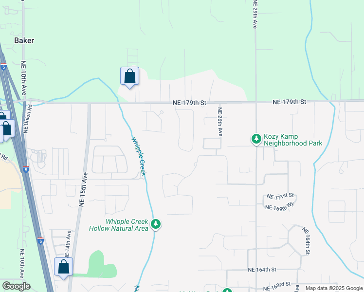 map of restaurants, bars, coffee shops, grocery stores, and more near 2217 Northeast 179th Street in Ridgefield