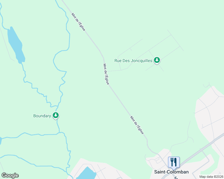 map of restaurants, bars, coffee shops, grocery stores, and more near Montée de l'Église in Saint-Colomban