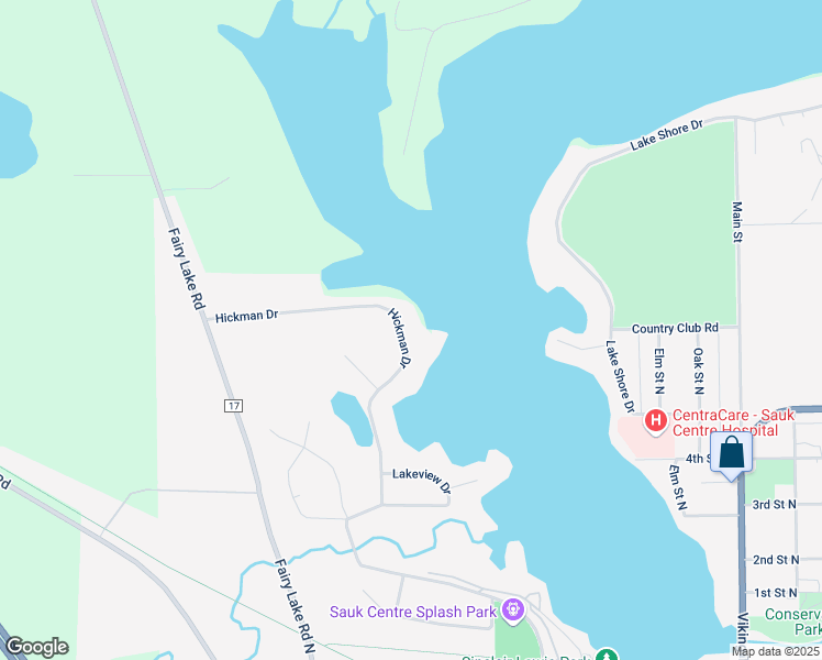 map of restaurants, bars, coffee shops, grocery stores, and more near 624 Hickman Drive in Sauk Centre