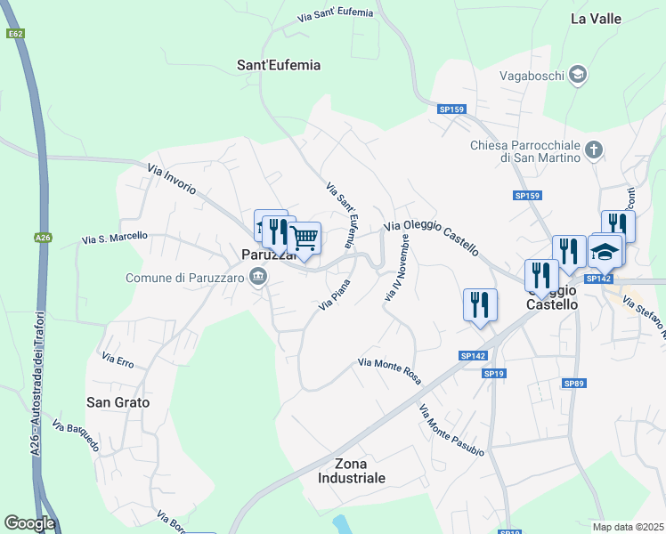 map of restaurants, bars, coffee shops, grocery stores, and more near in Paruzzaro