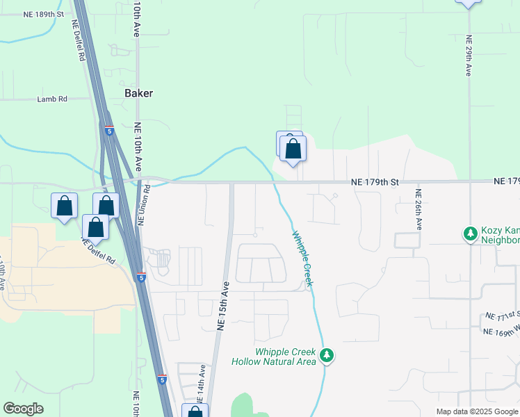 map of restaurants, bars, coffee shops, grocery stores, and more near 17705 Northeast 17th Avenue in Ridgefield