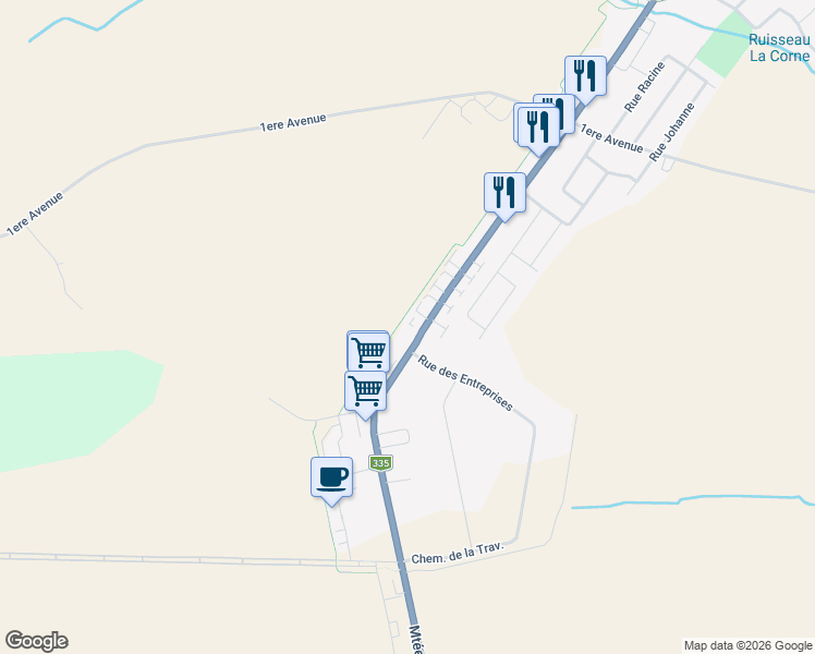 map of restaurants, bars, coffee shops, grocery stores, and more near 7 Place du Haut-Bois in Sainte-Anne-des-Plaines