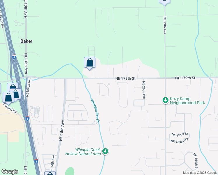 map of restaurants, bars, coffee shops, grocery stores, and more near 2217 Northeast 179th Street in Ridgefield