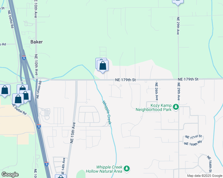 map of restaurants, bars, coffee shops, grocery stores, and more near 1917 Northeast 179th Street in Ridgefield