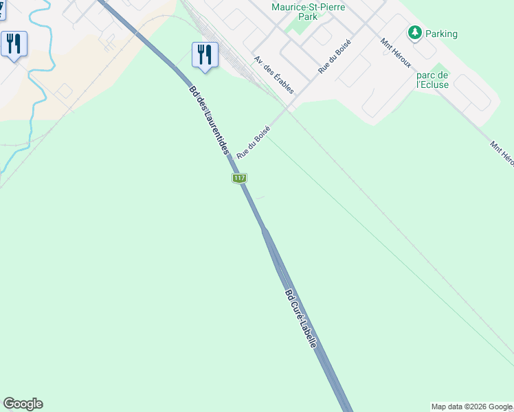 map of restaurants, bars, coffee shops, grocery stores, and more near 17133 Boulevard du Curé-Labelle in Saint-Jérôme