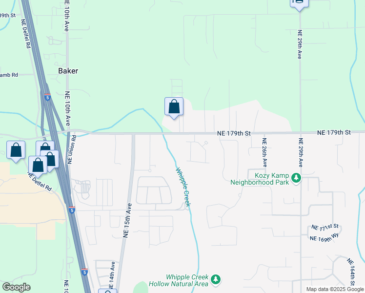 map of restaurants, bars, coffee shops, grocery stores, and more near 1917 Northeast 179th Street in Ridgefield