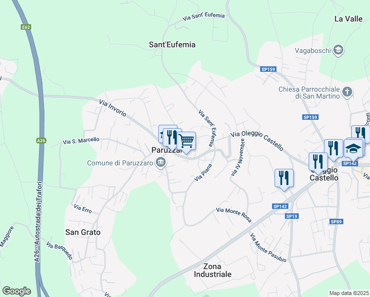 map of restaurants, bars, coffee shops, grocery stores, and more near 12 Via G. Marconi in Paruzzaro