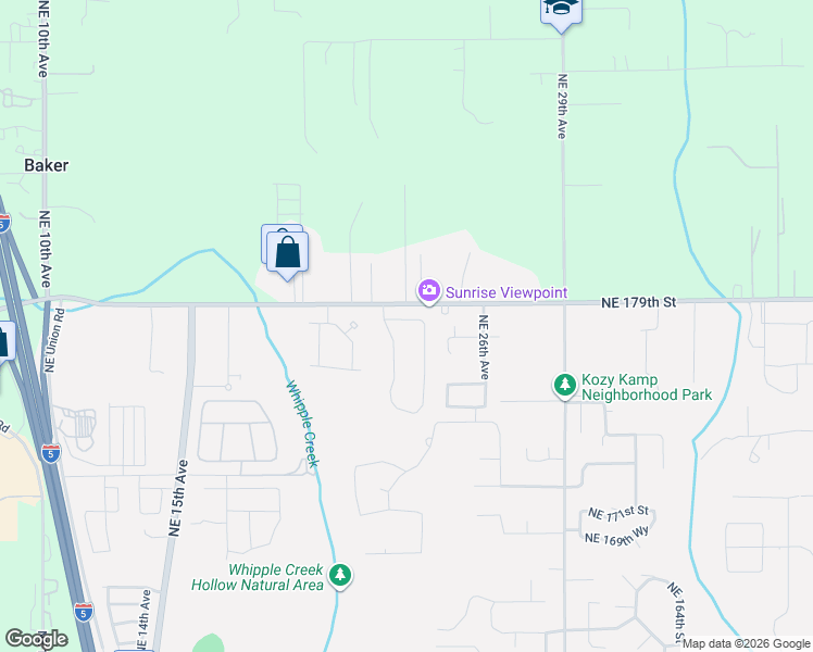 map of restaurants, bars, coffee shops, grocery stores, and more near 2217 Northeast 179th Street in Ridgefield