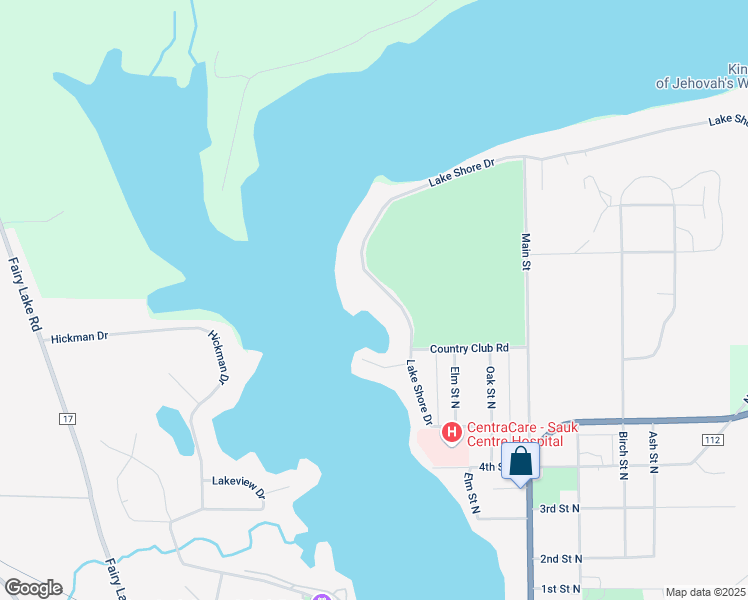 map of restaurants, bars, coffee shops, grocery stores, and more near 647 Lake Shore Drive in Sauk Centre