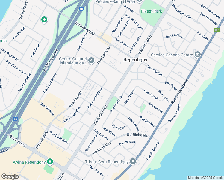 map of restaurants, bars, coffee shops, grocery stores, and more near 588 Boulevard Iberville in Repentigny