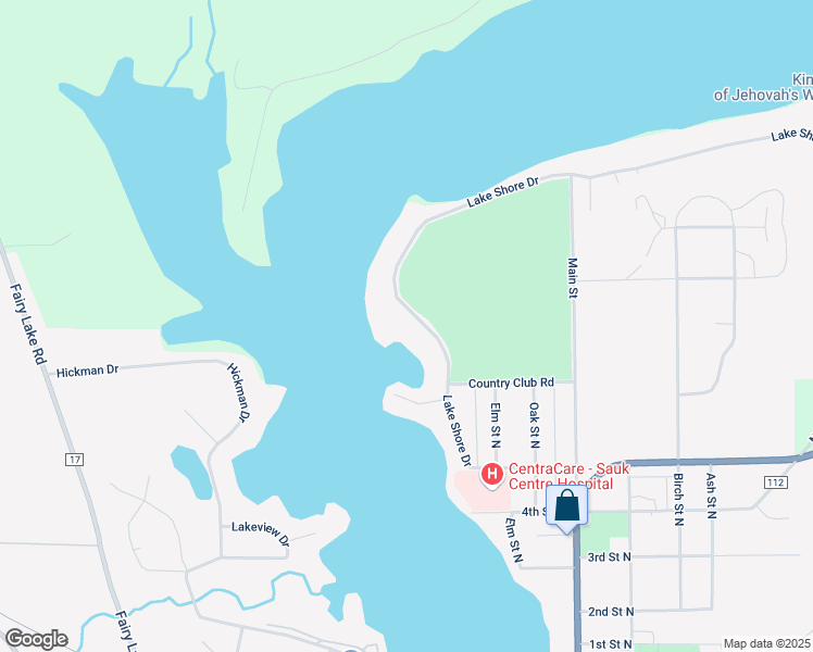 map of restaurants, bars, coffee shops, grocery stores, and more near 647 Lake Shore Drive in Sauk Centre