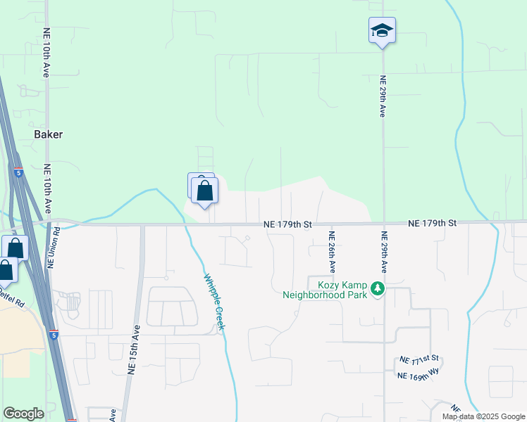 map of restaurants, bars, coffee shops, grocery stores, and more near 2210 Northeast 179th Street in Ridgefield