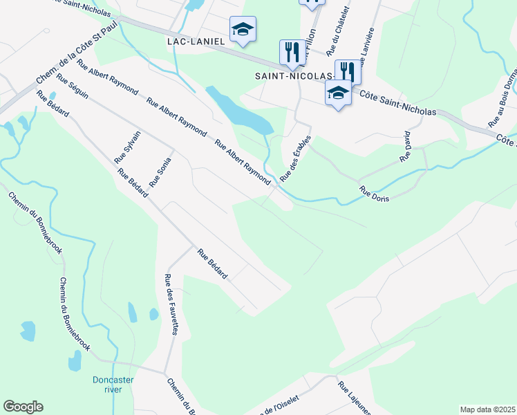 map of restaurants, bars, coffee shops, grocery stores, and more near Rue Sylvie in Saint-Colomban