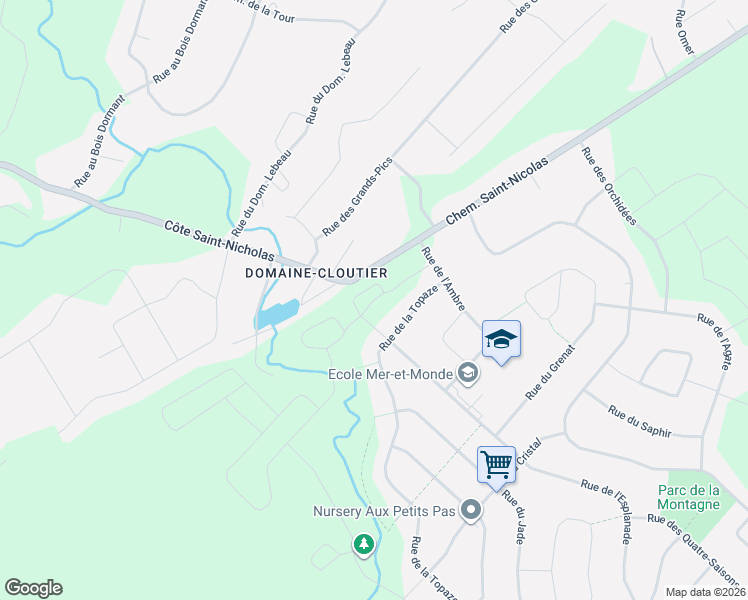 map of restaurants, bars, coffee shops, grocery stores, and more near Rue du Caribou in Mirabel