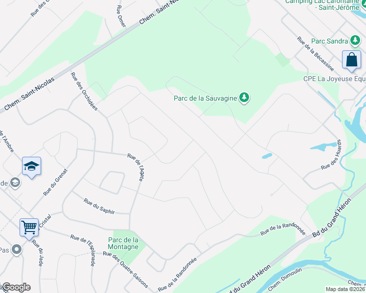 map of restaurants, bars, coffee shops, grocery stores, and more near 17307 Rue du Titane in Mirabel