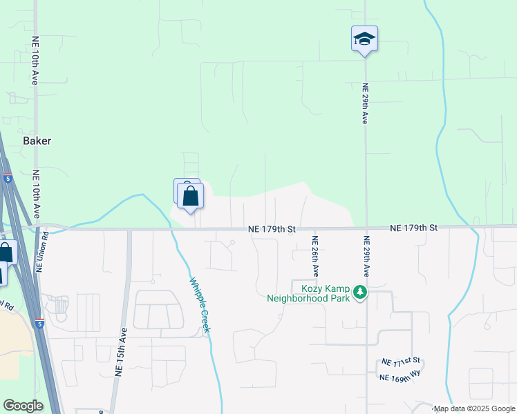 map of restaurants, bars, coffee shops, grocery stores, and more near 2222 Northeast 179th Street in Ridgefield