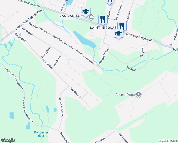 map of restaurants, bars, coffee shops, grocery stores, and more near Rue Sylvie in Saint-Colomban