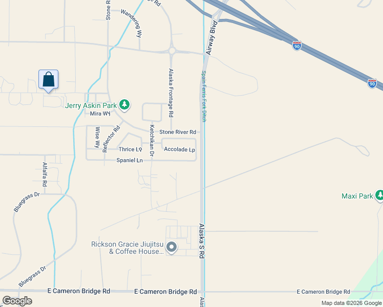 map of restaurants, bars, coffee shops, grocery stores, and more near 1765 South Alaska Road in Belgrade