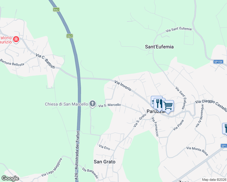map of restaurants, bars, coffee shops, grocery stores, and more near 12 Via Campo Sportivo in Paruzzaro