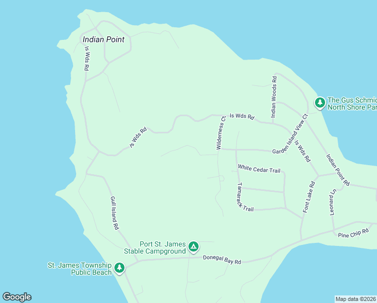 map of restaurants, bars, coffee shops, grocery stores, and more near 27970 Wandering Woods Court in Beaver Island