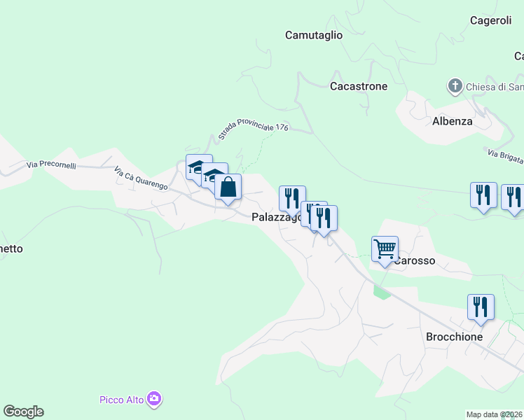 map of restaurants, bars, coffee shops, grocery stores, and more near 14-16 Via Cà Curti in Palazzago
