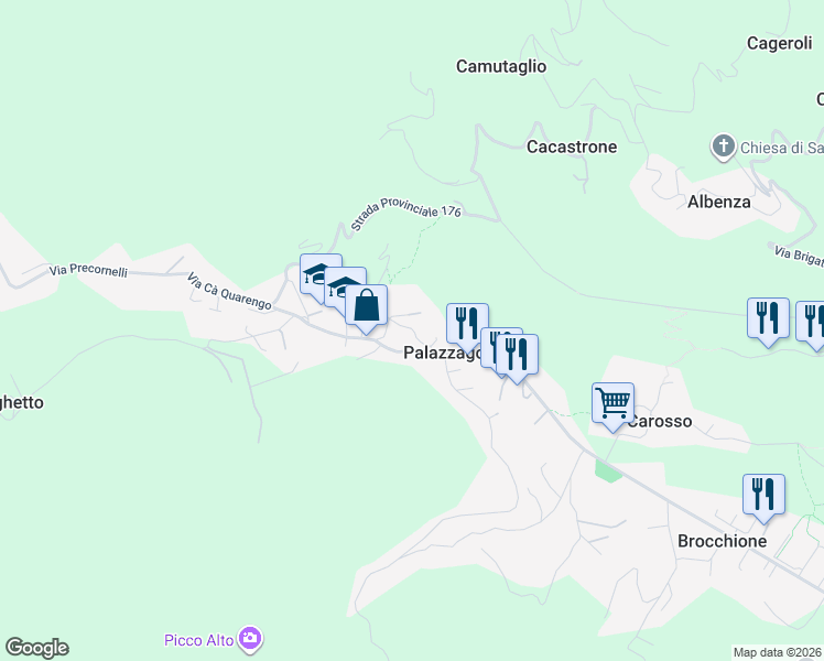 map of restaurants, bars, coffee shops, grocery stores, and more near in Palazzago