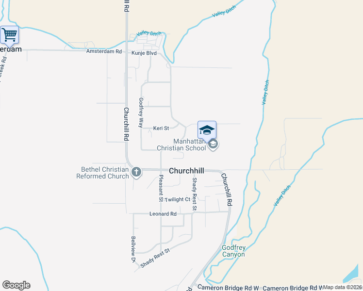 map of restaurants, bars, coffee shops, grocery stores, and more near 28 Flying Eagle Drive in Manhattan