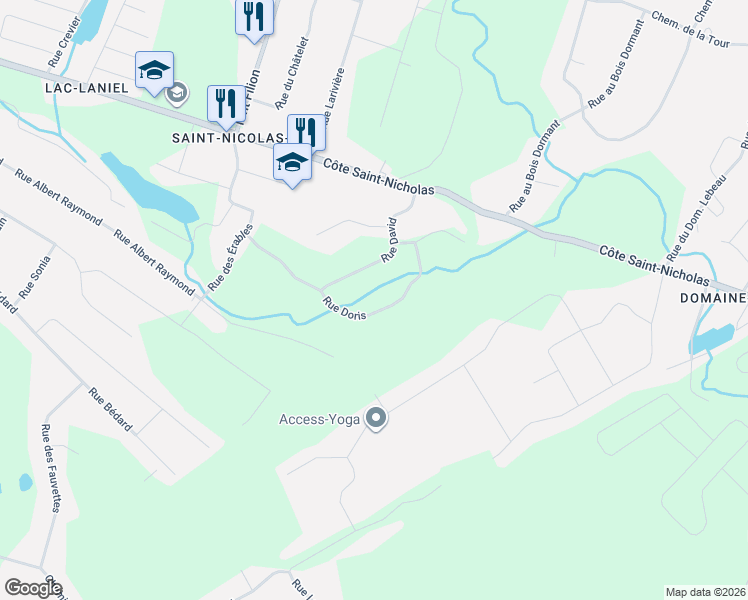 map of restaurants, bars, coffee shops, grocery stores, and more near 115 Rue Doris in Saint-Colomban