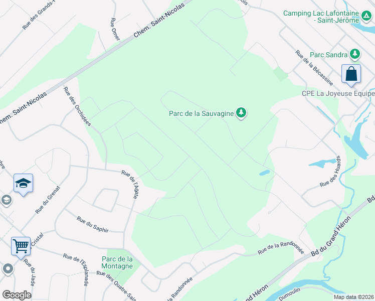 map of restaurants, bars, coffee shops, grocery stores, and more near 17085 Rue du Corail in Mirabel