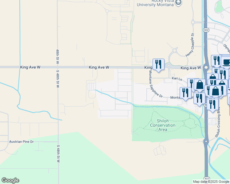 map of restaurants, bars, coffee shops, grocery stores, and more near 830 Bruins Lane in Billings