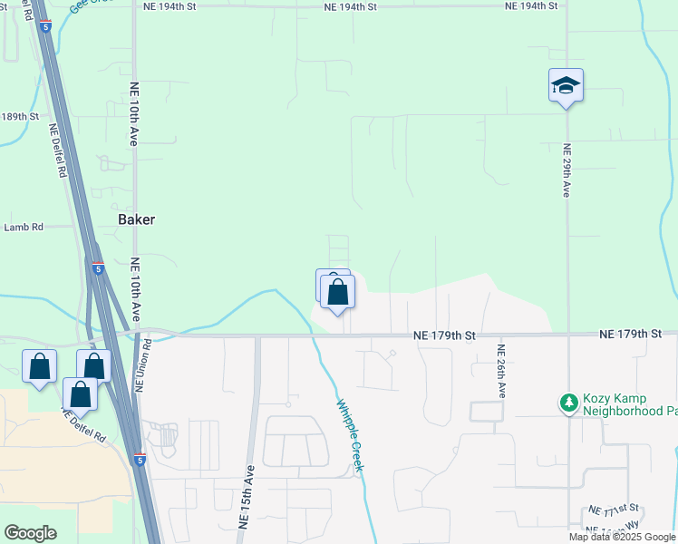 map of restaurants, bars, coffee shops, grocery stores, and more near 1932 Northeast 179th Street in Ridgefield