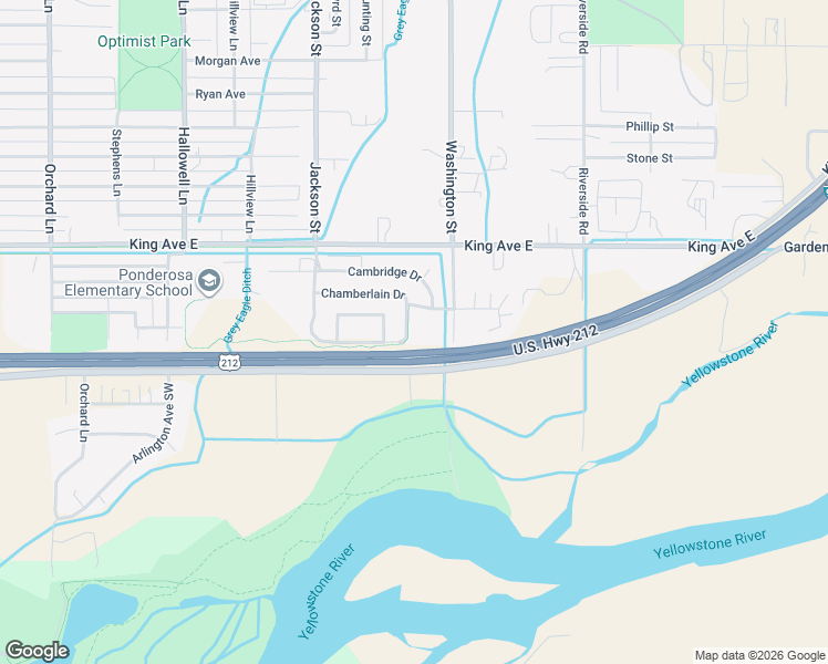 map of restaurants, bars, coffee shops, grocery stores, and more near 3771 Chamberlain Drive in Billings