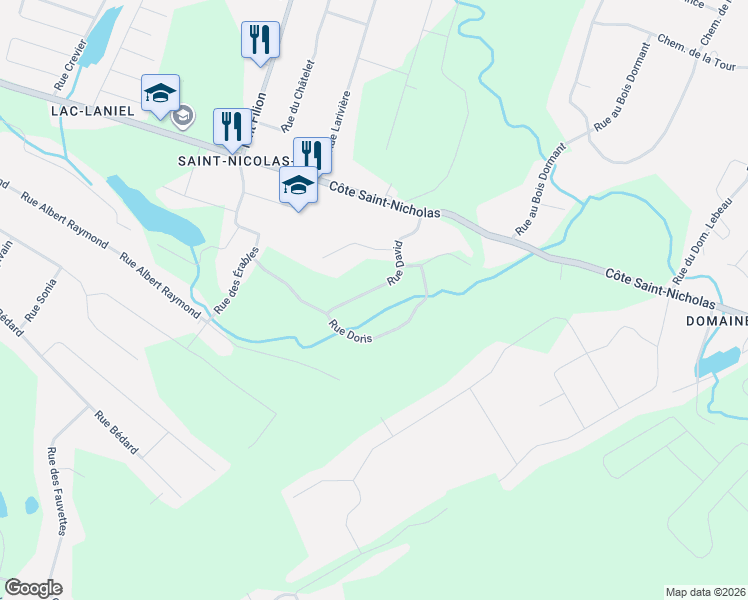 map of restaurants, bars, coffee shops, grocery stores, and more near 176 Rue David in Saint-Colomban