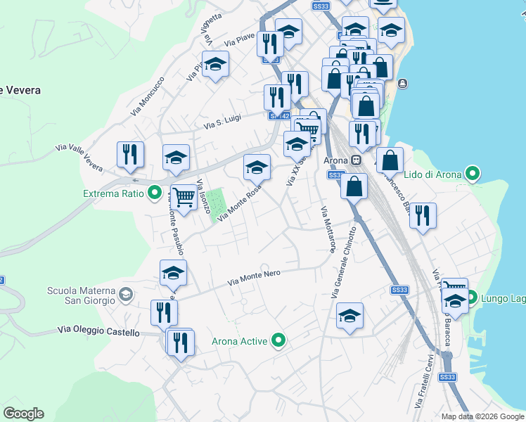 map of restaurants, bars, coffee shops, grocery stores, and more near 9 Via Montello in Arona