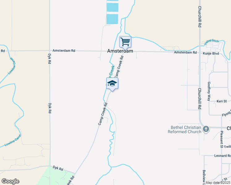 map of restaurants, bars, coffee shops, grocery stores, and more near 6360 Camp Creek Road in Manhattan