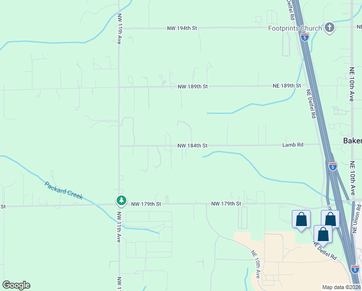 map of restaurants, bars, coffee shops, grocery stores, and more near Northwest 184th Street in Clark County