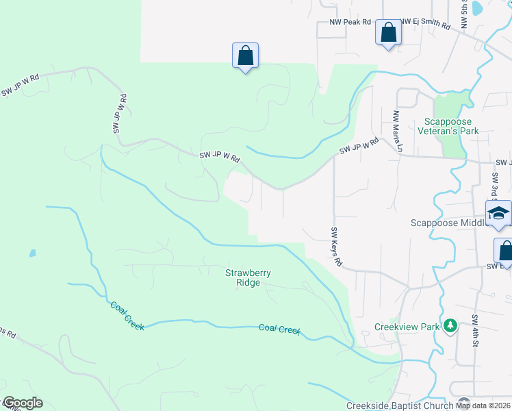 map of restaurants, bars, coffee shops, grocery stores, and more near 52313 Ashley Court in Scappoose