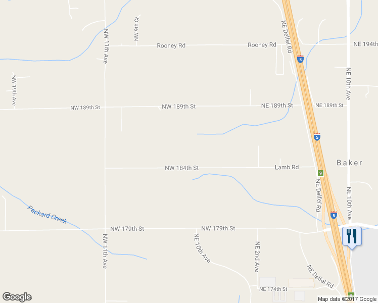 map of restaurants, bars, coffee shops, grocery stores, and more near 510 Northwest 184th Street in Ridgefield