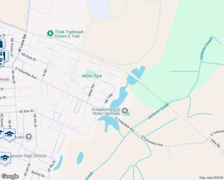 map of restaurants, bars, coffee shops, grocery stores, and more near 52407 Northeast 14th in Scappoose