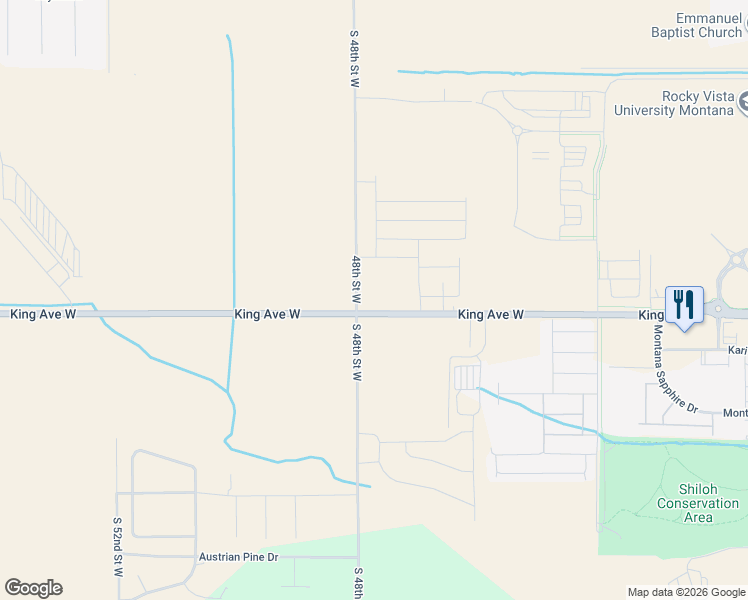 map of restaurants, bars, coffee shops, grocery stores, and more near 836 48th Street West in Billings