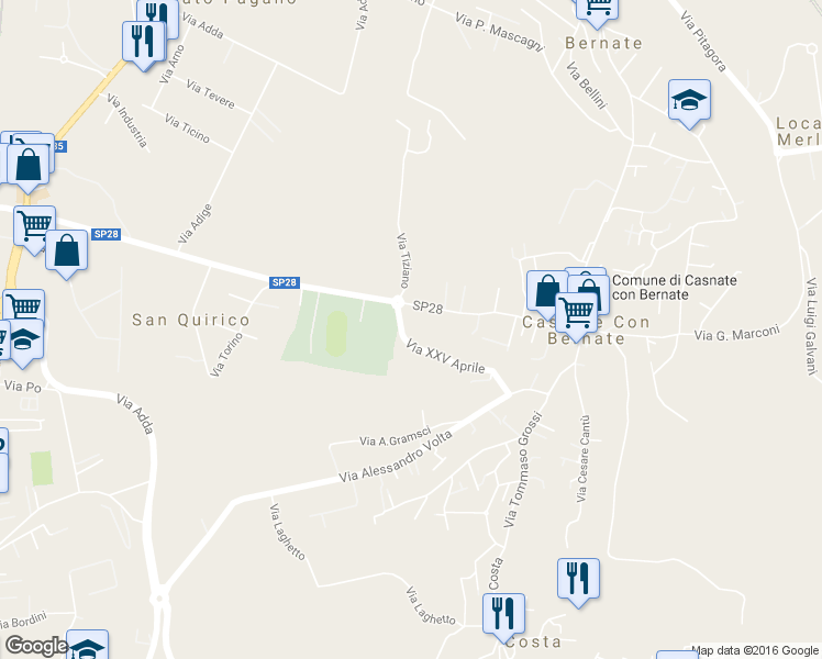 map of restaurants, bars, coffee shops, grocery stores, and more near 8 Via XXV Aprile in Casnate Con Bernate
